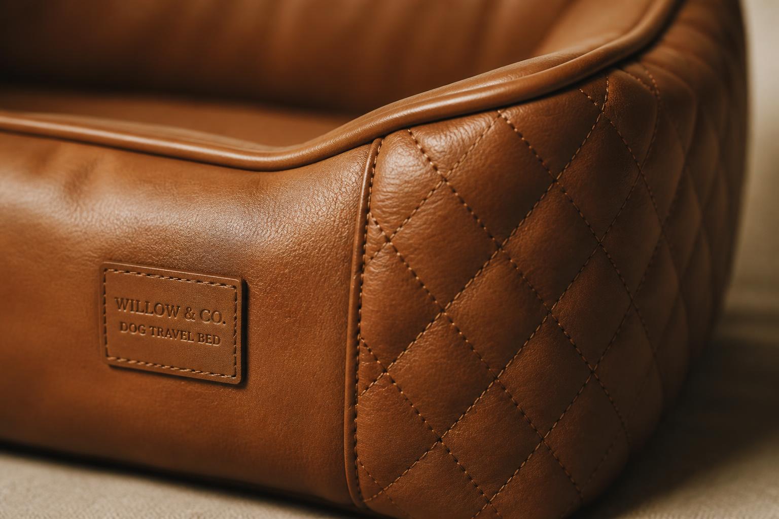 Hand-stitched detail of VoyageFur leather craftsmanship